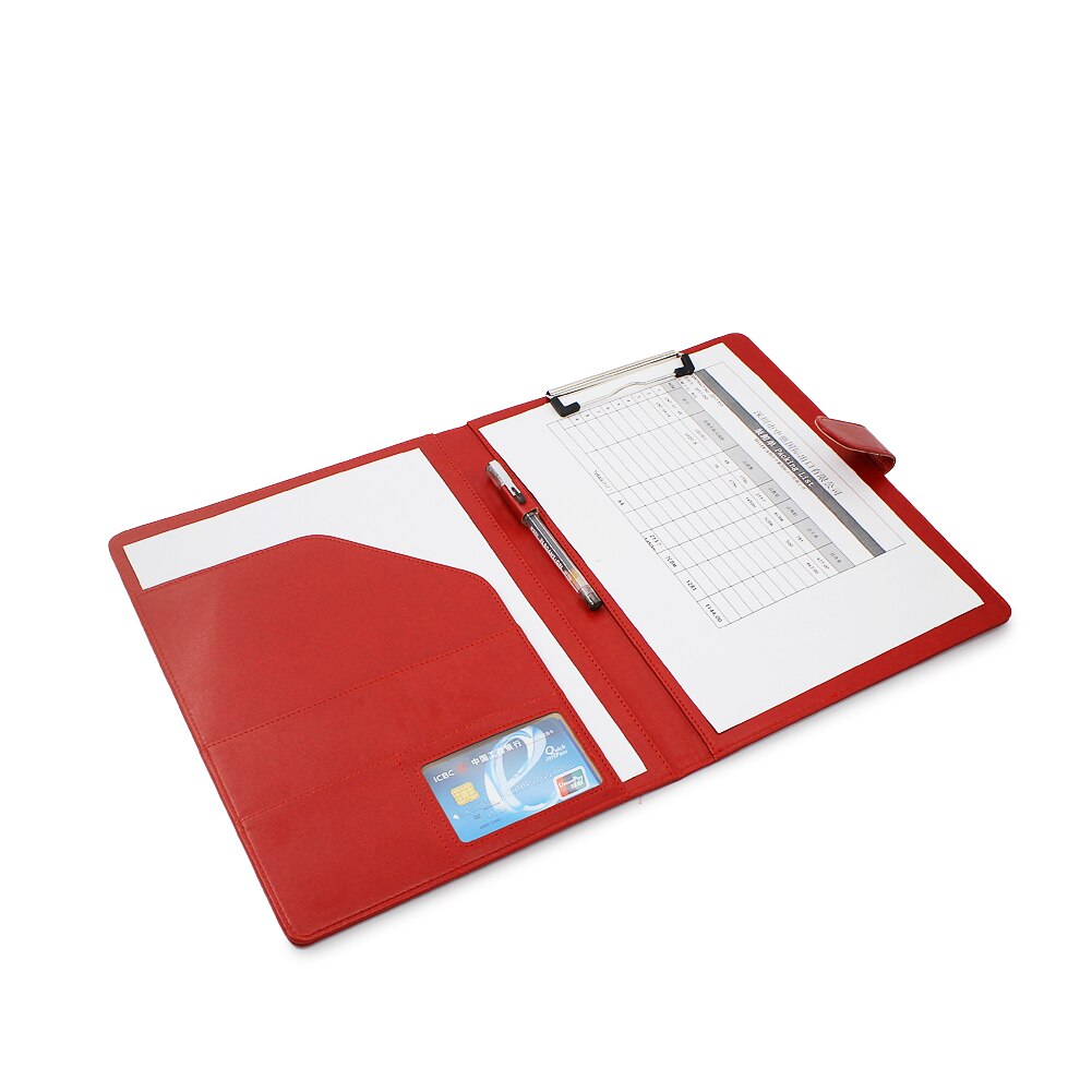A4 Clipboard Folder, File Clipboard with Pen Holder, PU Leather Document Clipboard with Storage Organiser