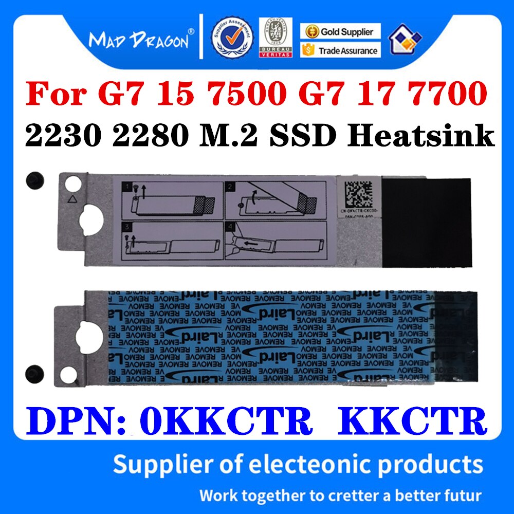 Original 0 kkctr kkctr for dell  g7 15 7500 g7 7700 gaming laptop 2 nd 2280 m.2 ssd kjøling heatsink harddiskbrakettdeksel: Kkctr