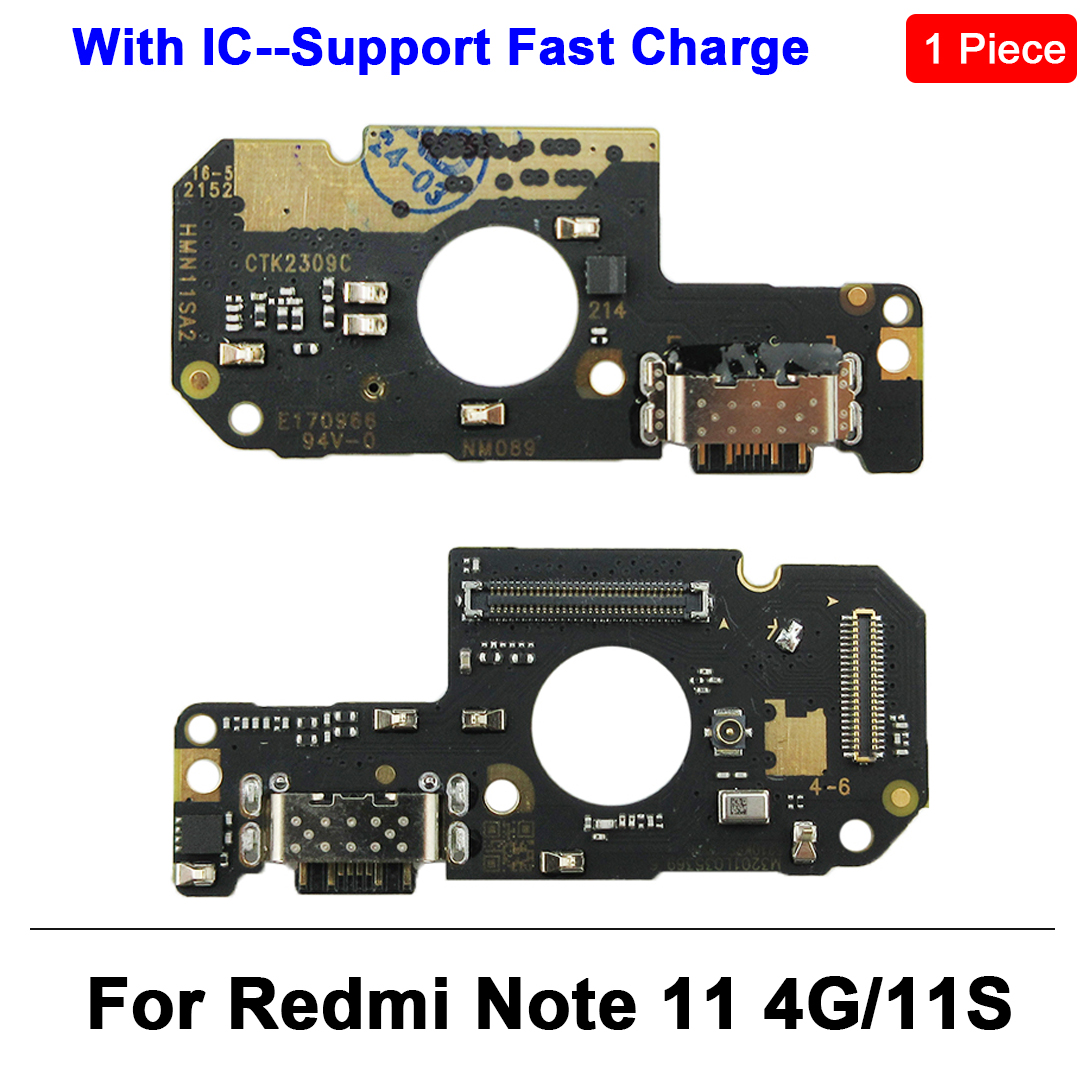 Usb Opladen Dock Poort Connector Flex Kabel Voor Xiaomi Redmi Note 10 Pro 10S 11 11S 12 7 8 8T 9 9S Pro 4G 5G Microfoon: green