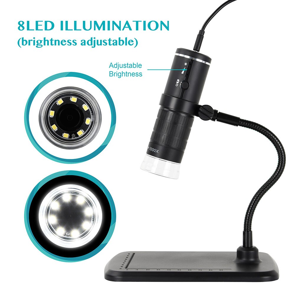 1000X Digitale Wifi Microscoop 8 Led 800 Mah Oplaadbare 1080P Smart Telefoon Microscoop Camera Video Voor Pcb Solder Slides kijken