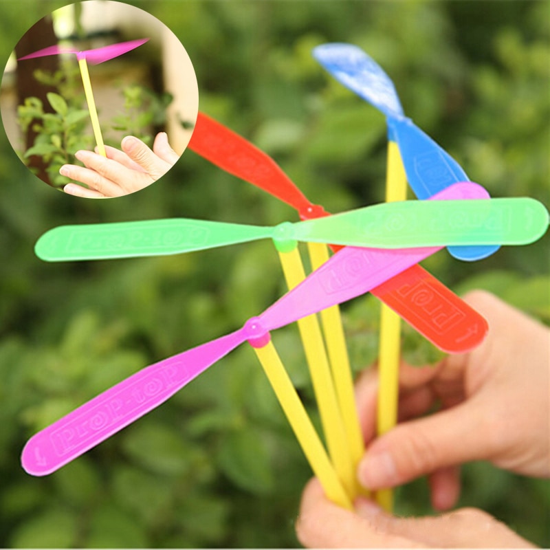 5 stks/partij Klassieke Plastic Bamboe Libel Kinderen Outdoor Speelgoed Classic Fun Propeller Vliegende Sport Spelletjes Voor Kinderen