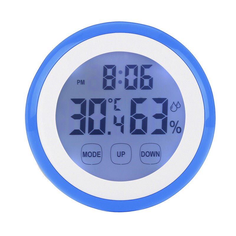 Wall Digital Temperature Humidity For Bedroom ABS+Back magnet Clocks Backlight +/-1C Accuracy: Blue
