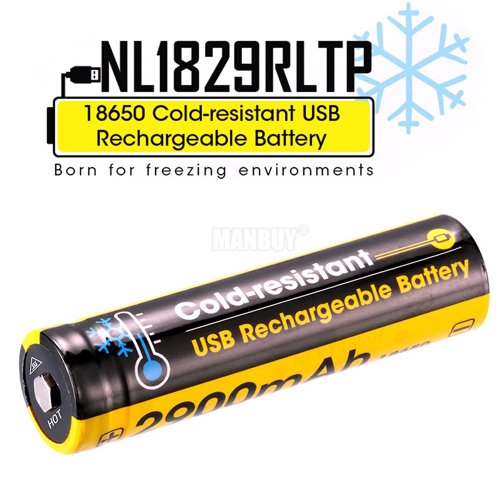 Nitecore NL1829RLTP 2900 Mah 18650 Koude Bestendig Usb Oplaadbare Li-Ion Batterij Voor Bevriezing Omgevingen Ingebouwde Lading Poort