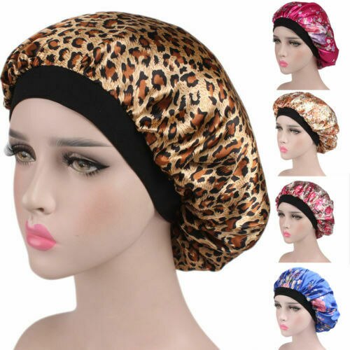 Womens Night Sleep Shower Cap Hair Cover Bath Accessories Hat Head Wide Nightcap