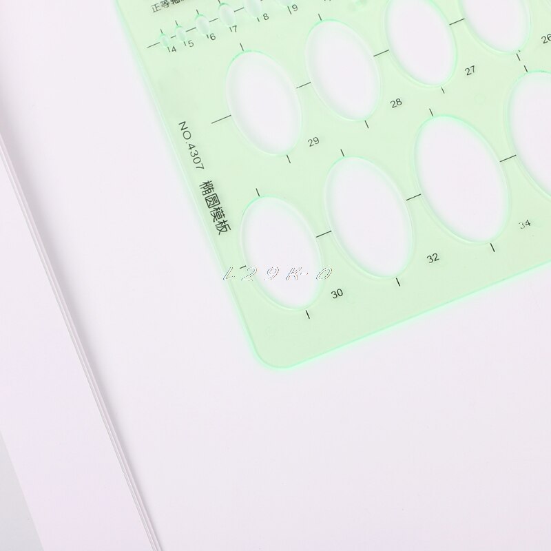 Green Ruler Plastic Oval Geometric Template Ruler Stencil Measuring Students School Accessories