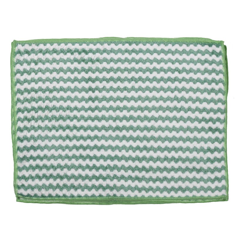 Cleaning Dish Washing Cloth Striped Flower Household Kitchen Towels Absorbent Thicker Microfiber Wipe Table Kitchen Towel: green 30 40cm