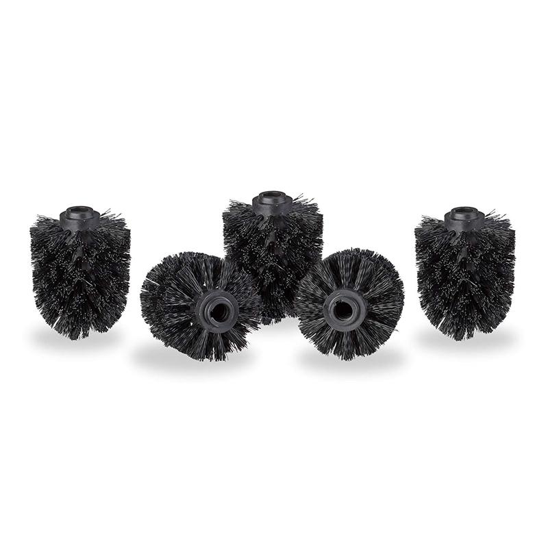 Toiletbørstehoved i et sæt  of 5 løse toiletbørster 12mm tråd udskiftning børstehoved diameter 7 cm sort