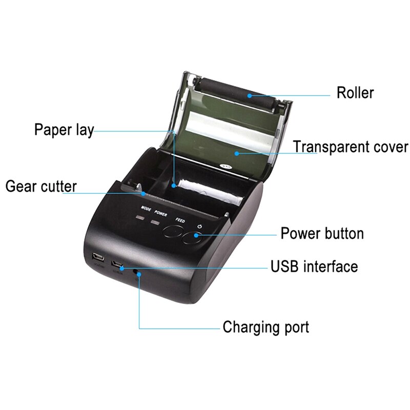 Pos-printer android draagbare bluetooth thermische printer mini 58mm bluetooth android ios pos-printer mobiele usb-bonprinter