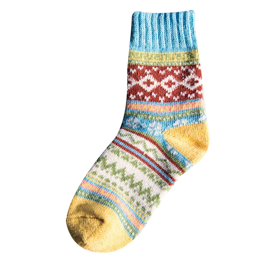 Vrouwen Mannen Dikke Winter Gebreide Sokken Warme Wollen Nordic Etnische Stijl Sok Unisex Zachte Comfortabele Sokken: 2C