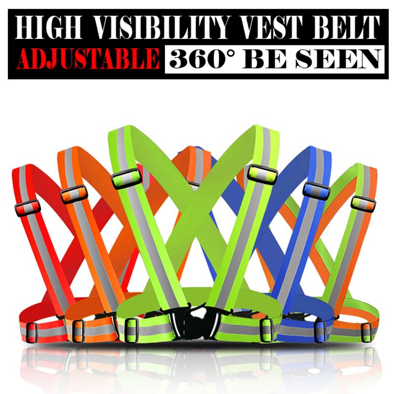 Chaleco reflectante para motocicleta, cinturón de seguridad reflectante de alta visibilidad, tira elástica reflectante, azul, rojo, naranja fluorescente