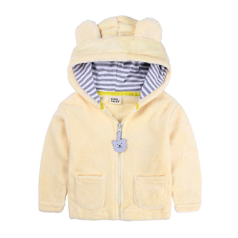 Kevät syksy fleece vauvan huppari söpö karhu hupullinen takki pojille tytöille vauvan lasten ulkovaatteet: Beige / 6-12m