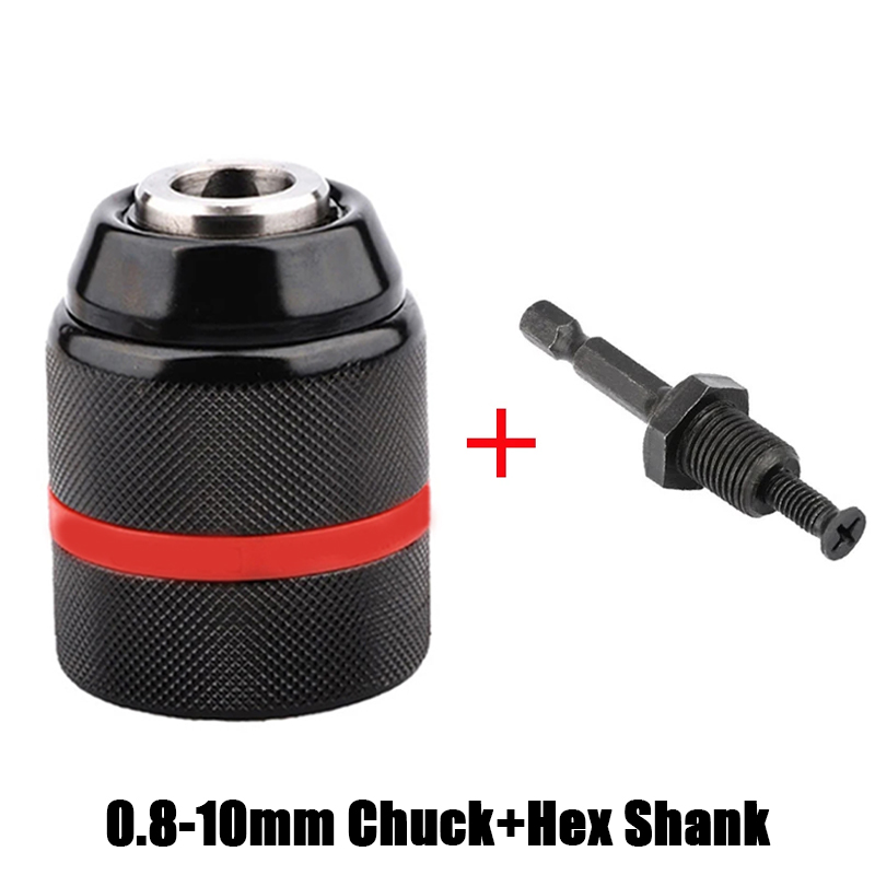 Mandril de broca de metal sem chave com rosca de 0,8-10 mm, haste sextavada/SDS/adaptador de aperto rápido quadrado, mandril para broca, chave de fenda, torneira e soquete: Dourado