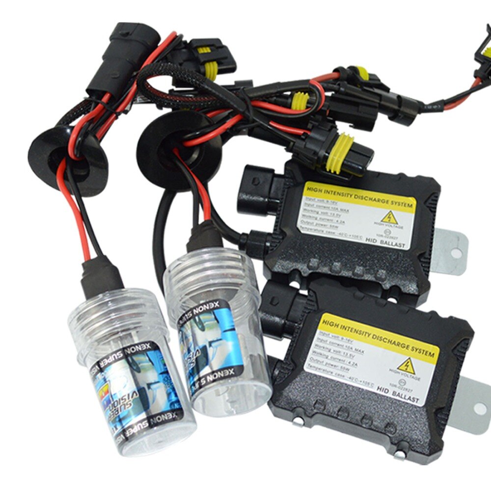 Safego DC 55W coche Kit de Xenón HID H4 H1 H3 H7 H8 H10 H11 H27 HB3 HB4 H13 9005, 9006 2 Hid Xenon bombillas de faros + 2 lastre Delgado