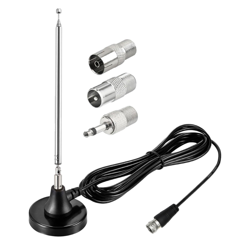 Antenas DAB FM alto ganho 75ohm Antenas telescópicas FM com 3 adaptadores Antenas rádio FM internas para receptor estéreo: Branco