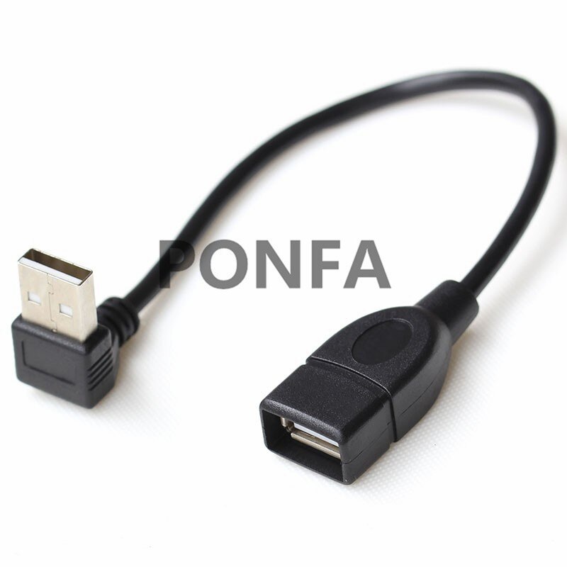 10 cm 20 cm 40 CM USB 2.0 A Man-vrouw 90 Angled Extension Adapter kabel USB2.0 man-vrouw rechts/links/down/up Zwart kabel: Up / 20cm
