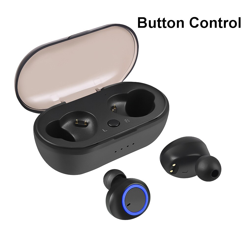 TWS Bluetooth 5.0 Auricolare Impermeabile di Sport Auricolari Vivavoce Auricolari Stereo Senza Fili Auricolare con Microfono per IOS Android Phone: Black Blue