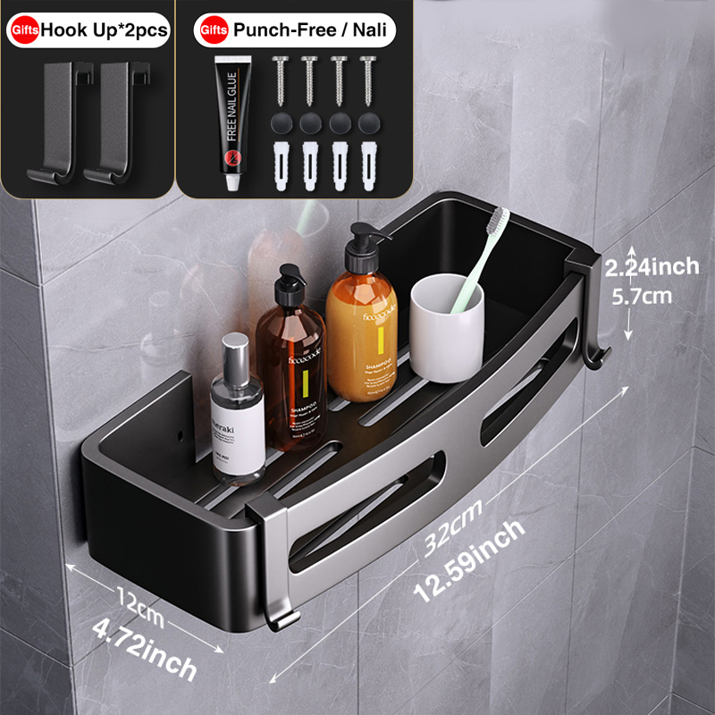 Joybos Ruimte Aluminium Badkamer Plank Douche Planken Geen-Boor Wall Mount Douche Opbergrek Hoekplank Badkamer Accessoires