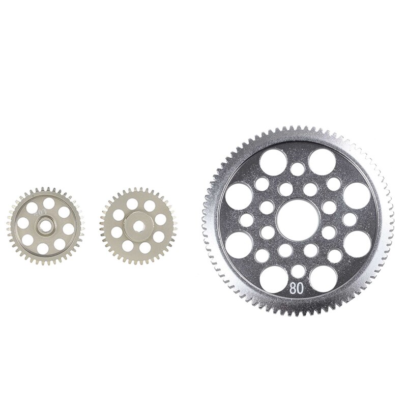 2Pcs 48Dp 3.175Mm 40T Pinion Motor Gear for Rc Car Brushed Brushless Motor & 1Pcs Aluminum Alloy 48P Spur Gear 80T for Sakura D3