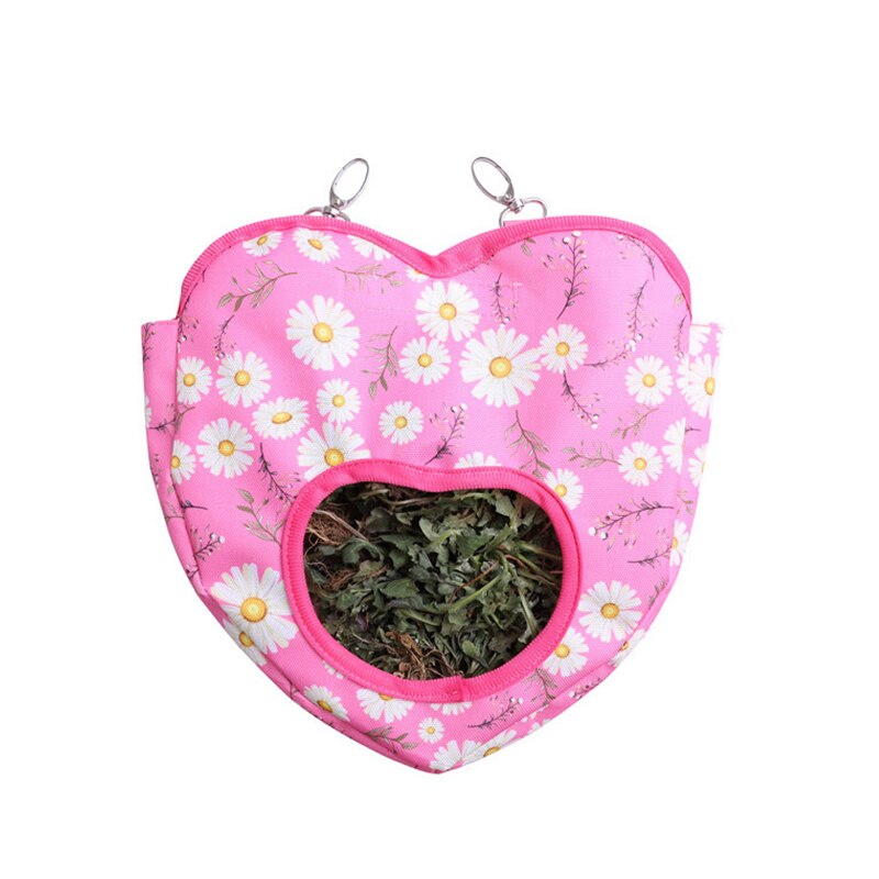 Classico sacchetto di fieno a forma di cuore appeso sacchetto alimentatore supporto coniglio cavia piccoli animali contenitore per distributore di sacchetti per animali domestici: daisy