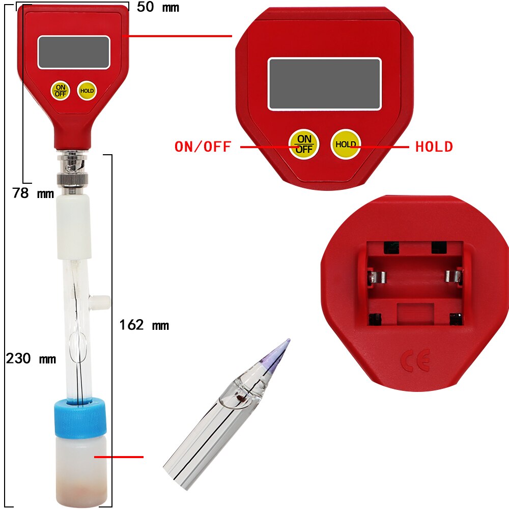 Ph -98108 ph måler skarp glasselektrode måleområde 0.00 til 14.00 ph til vann matte ost melk melk ph test 40%  av