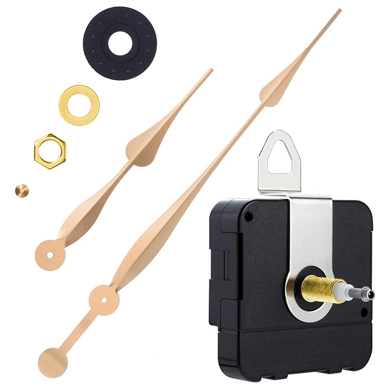 High Torque Long Shaft Clock Movement Mechanism with 12 Inch Long Spade Hands (Gold)