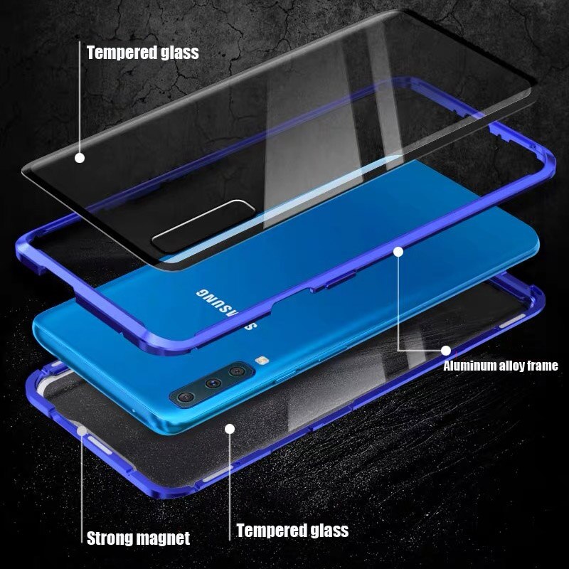 Doppelseitige Glas Fall Für samsung Galaxy A50 Cases Magnetic Metall stoßfänger Abdeckung für samsung A20 A30 A70 A50S m30S Coque