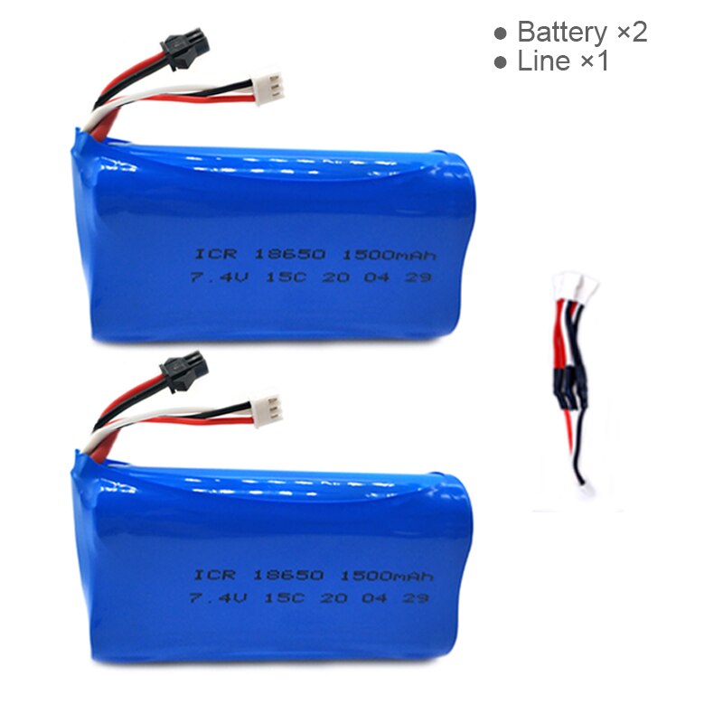 7.4V 1500mAh Lipo Battery for WPL MN99S D90 U12A S033g Q1 H101 7.4V 18650 SM Battery Rc Boats Cars Tanks Drones Parts: 2B 3in1 line