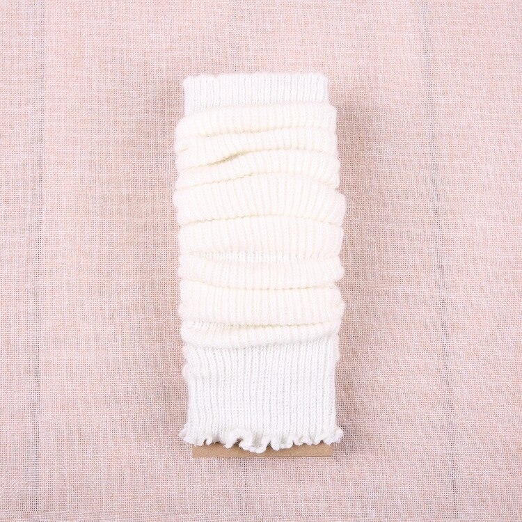 Studenten beenwarmers lange sokken dames pure kleur laars manchetten kousen meisjes winter wollen gebreide sokken dames: Ivoor