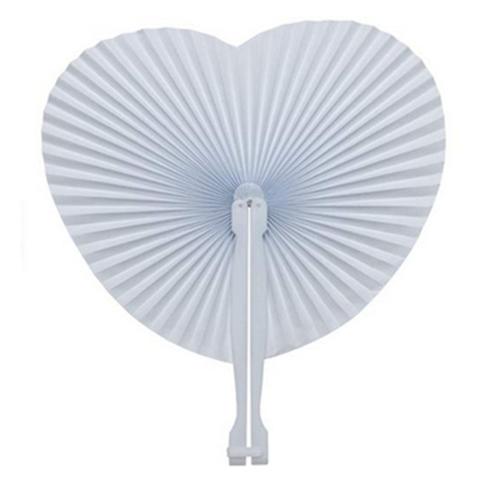 1Pcs Witte Vouwen Fan Creatieve Hartvormige/Ronde Diy Tekening Papier Draagbare Ventilator Bruiloft Feestartikelen snelle Levering: Heart