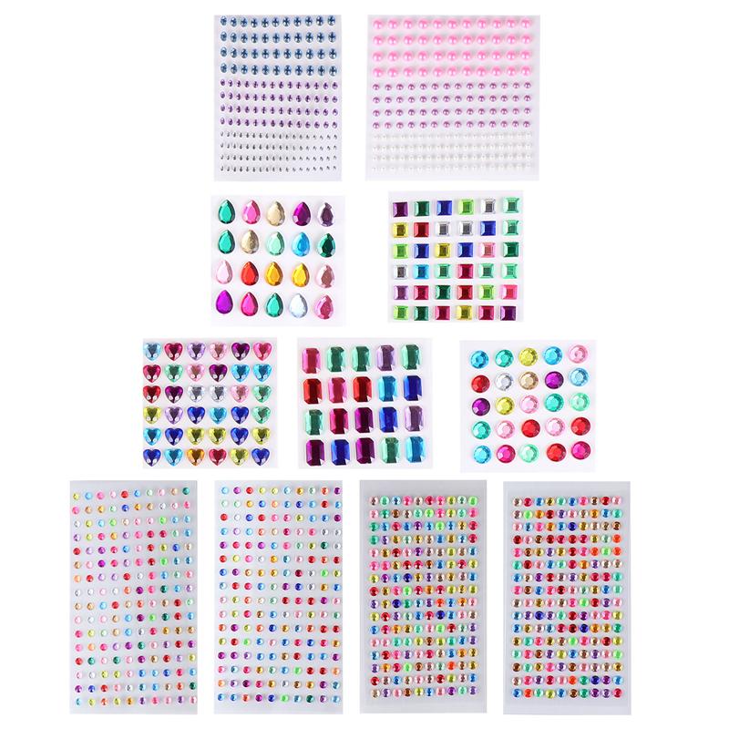 11 Sheets DIY Rhinestone Stickers Rhinestone Decals Acrylic Sticker for Kid: Colorful