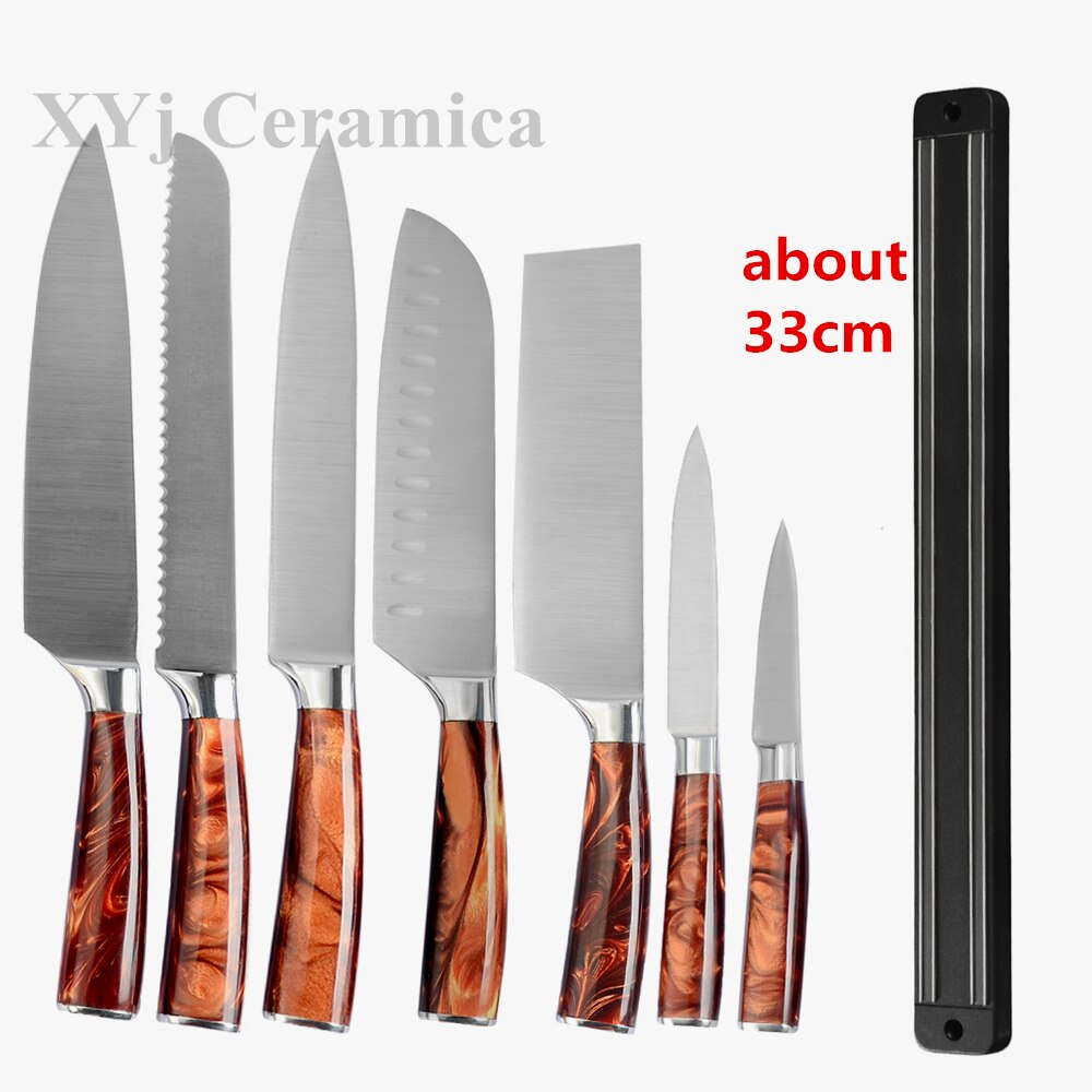XYj Stainless Steel Kitchen Tool Set 8'' Chef Bread Slicing 7'' Chopping Santoku Knifes 5'' Utility Santoku 3.5'' Paring Slicer