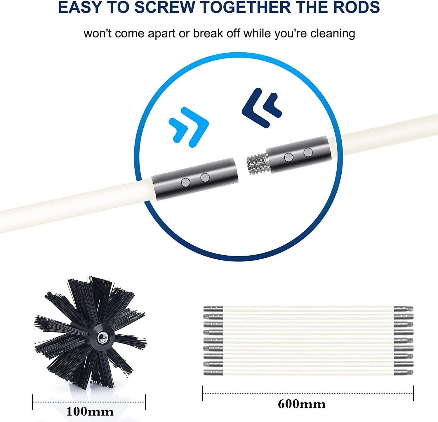 Lange Handvat Flexibele Pijp Staven Met Nylon Borstel Voor Schoorsteen Cleaner Borstel Schoon Rotary Sweep Systeem Haard Kit Rod Tool set