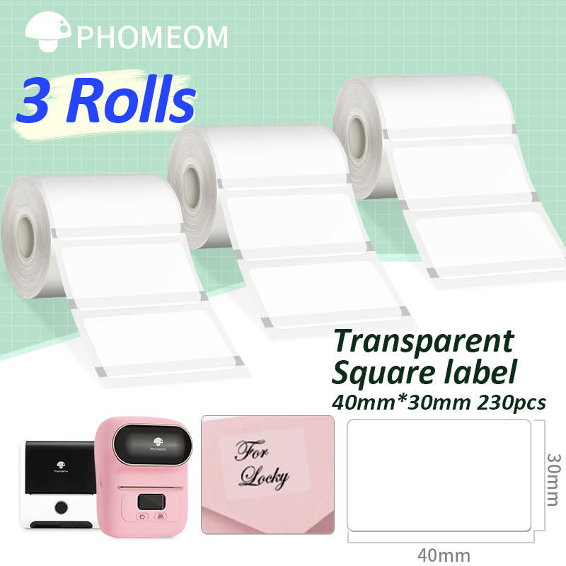 690Pcs 3 Rolls Label Sticker Voor Phomemo M110 M200 Zelfklevende Direct Thermische Etiketten Printer Waterdichte Label Papier 40x30mm: 40x60mm-130x3-T