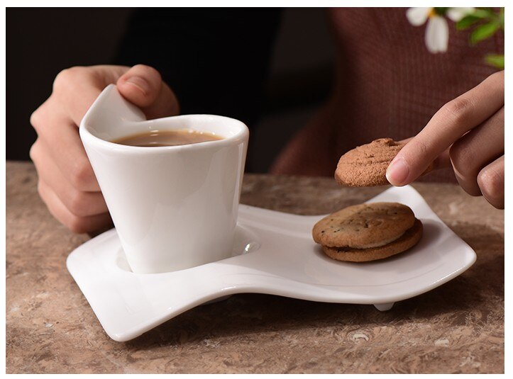 70-160ml criativo cerâmica xícara de café conjunto de copos de chá e pires caneca de leite kit com colher presente de casamento copo de água conjunto