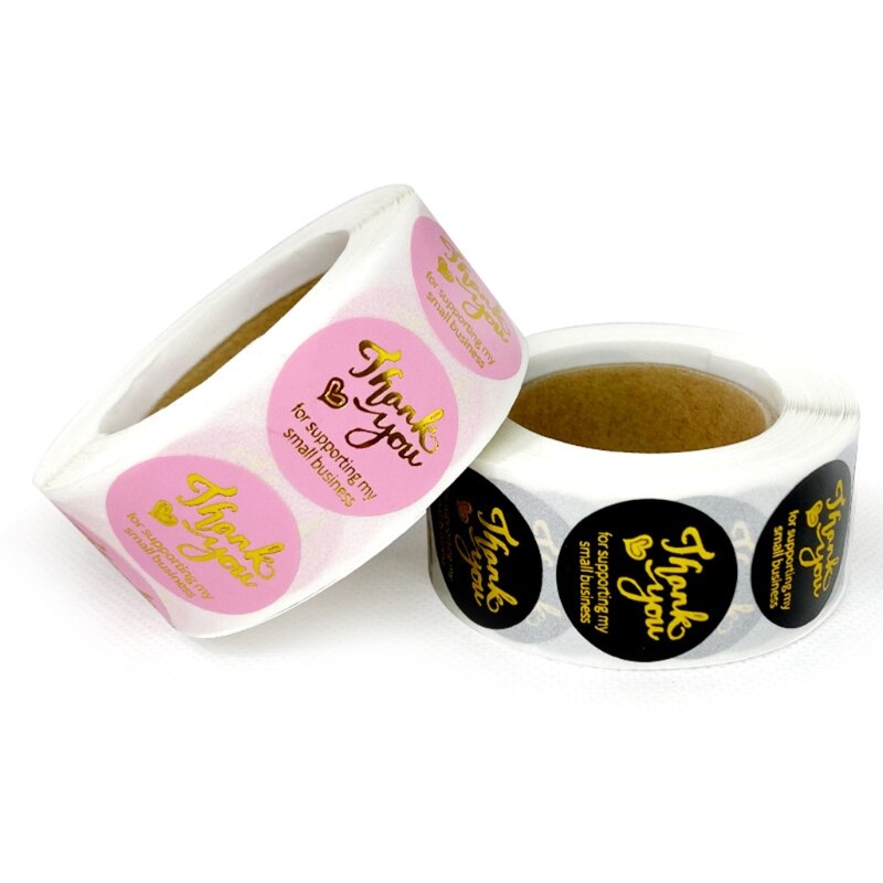 500pcs Thank You for Supporting My Small Business Adhesive Stickers Seal Label for Wedding Party Package Box Decoration