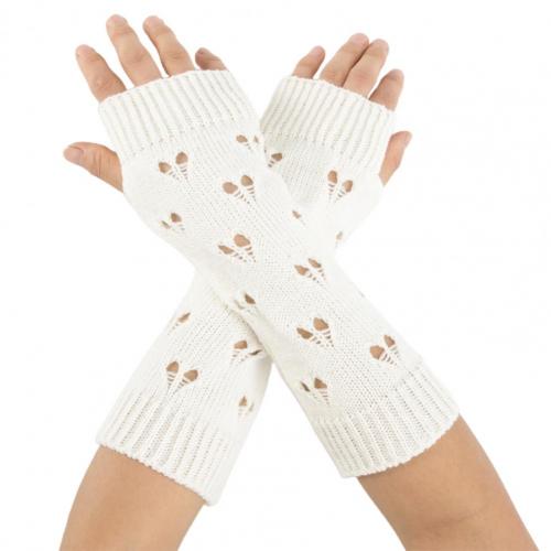 Paire de gants de poignet, 1 paire, cœur creux, résistant à l'usure, , Jacquard, cœur, sans doigts: White