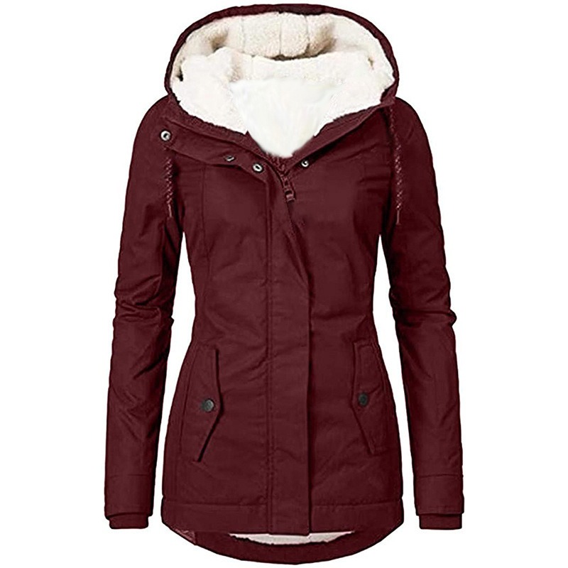 Waterproof Jacket Women Warm Parkas Hooded Thick Plush Winter Coats Suit Jackets MF9463: M / Navy Blue