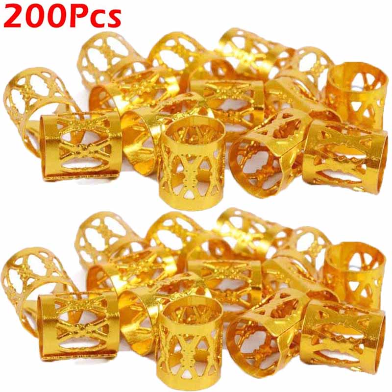 Anillos de pinza para el pelo para rastas, trenzas de pelo ajustables multicolores doradas y plateadas, cuentas para puños, horquilla, joyería, accesorios para adornos para el cabello: Plata