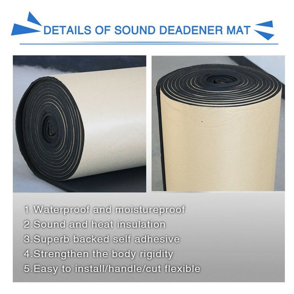 Car Sound Deadener Mat Noise Proof Bonnet Insulation Deadening Engine Firewall Heat Foam Cotton Sticker 100x100x1cm