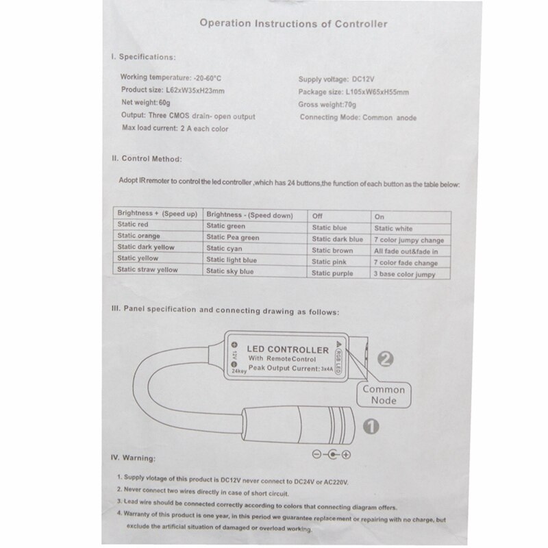 Controlador LED con 24 teclas para tira de luz LED RGB, controlador LED con regulador para 5050/2835/3528/5730/5630/3014 RGB, 5V, 12V, 24V, 12A