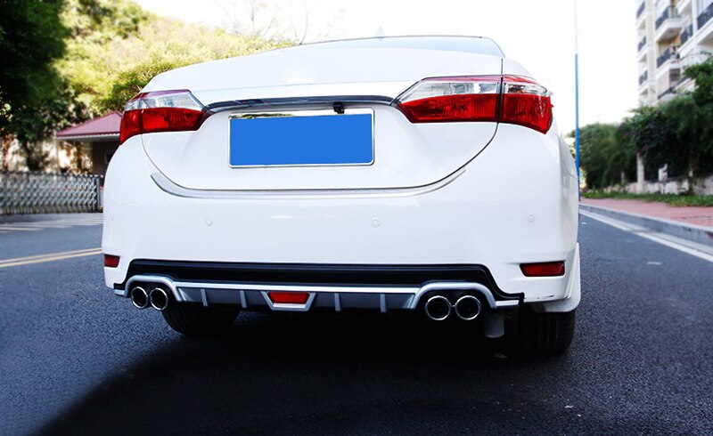 For Toyota Corolla E170 SEDAN Silver Rear Diffuser Bumper Lip Exhaust Tip Replacement Car Styling