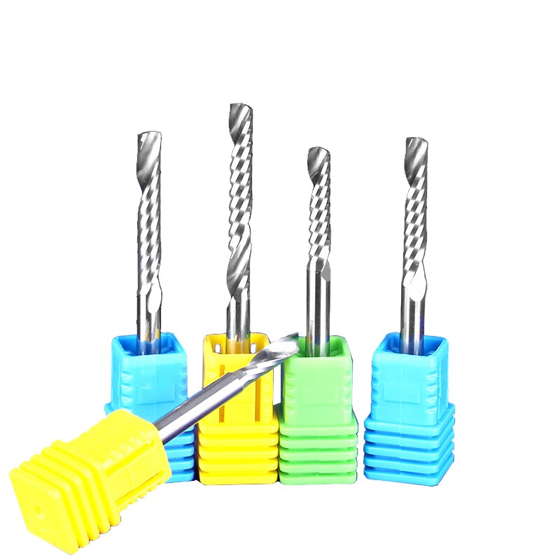1pc 4/6mm SHK Single Flute Spiral Tools Engraving Bits Cutter Solid Carbide Endmill Cutting Wood Machine
