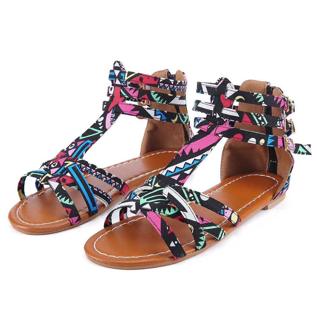 National Wind Sandals Bohemian Style Sandals Large Size Contrast Women Shoes ladies sandals flat sandalias mujer #G30
