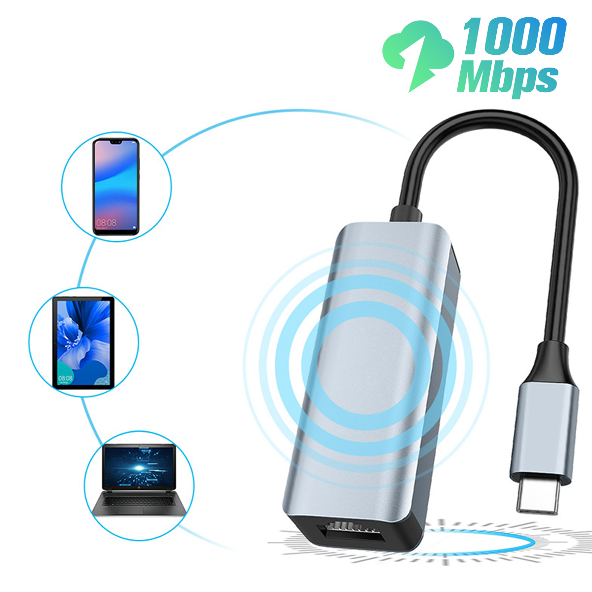 1000Mbps Usb C Ethernet Network Adapter Usb Naar RJ45 Ethernet Adapter Voor Macbook Samsung S20 Laptop Usb Ethernet Netwerk kaart