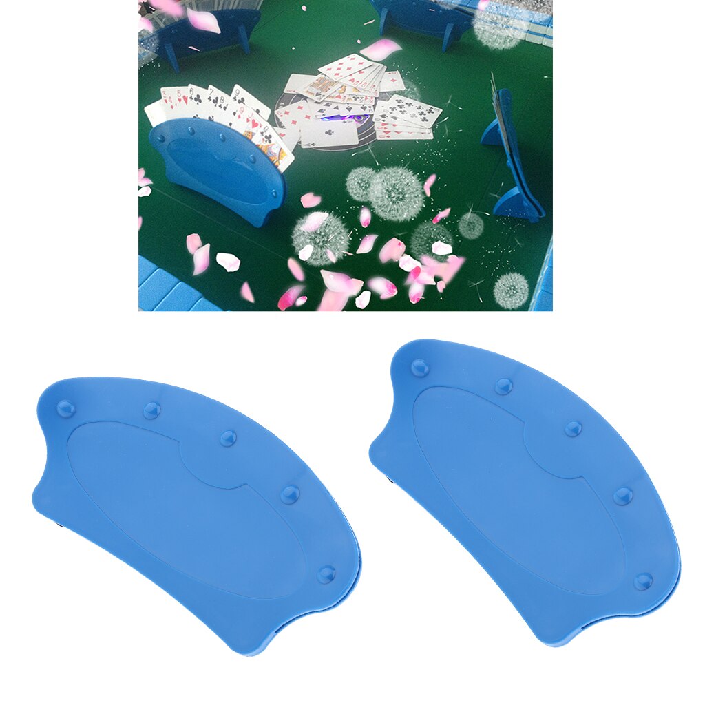 2pcs Blue Durable Plastic Playing Card Holder For Senior Elderly Adults Disabled Can Hold Up To 15 Cards