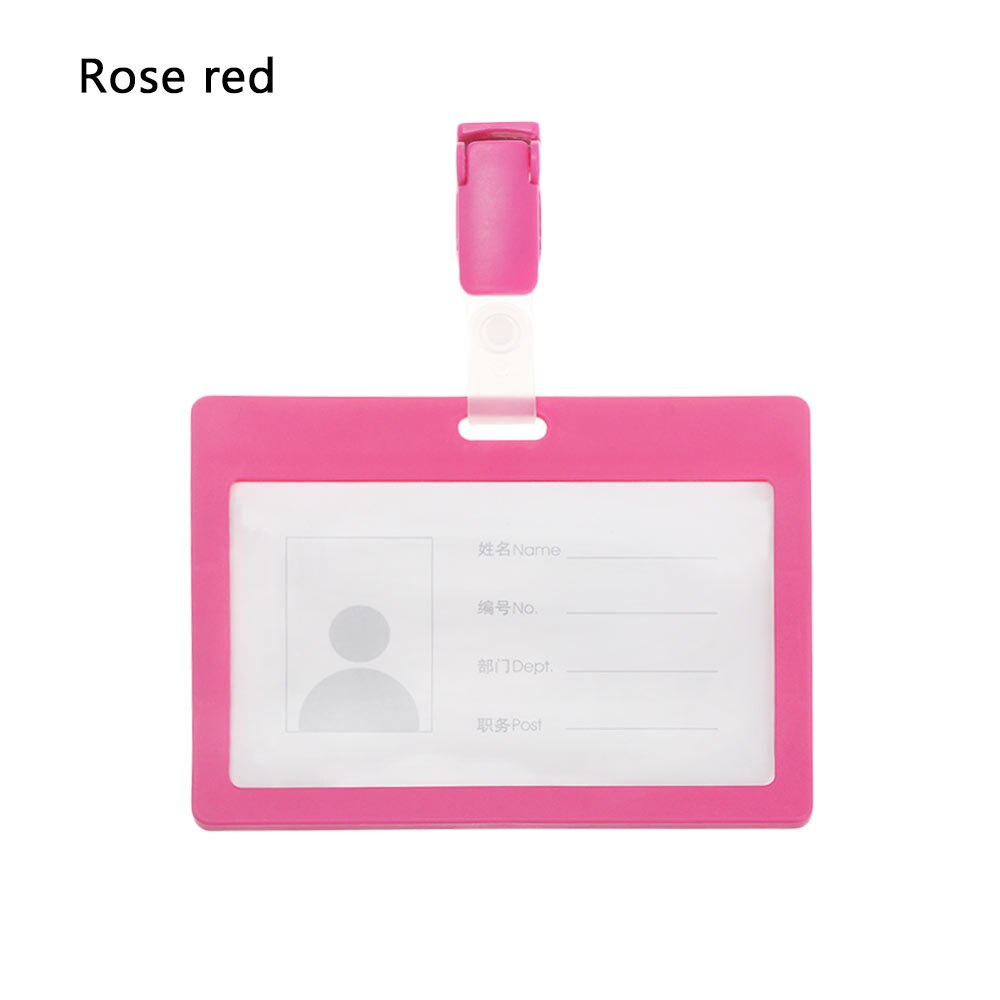 1Pcs Replaceable Nurse Doctor ID Card Holder With Clip Business Work Name Badge Case For Bank Credit Card Office Supplies: A-Rose red