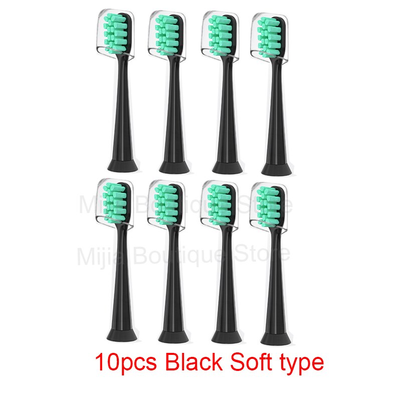 Cabezales de repuesto para cepillo de dientes eléctrico Xiaomi Mijia T300/500/SOOCAS, para blanqueamiento 3D Universal: 8pcs Black Soft type