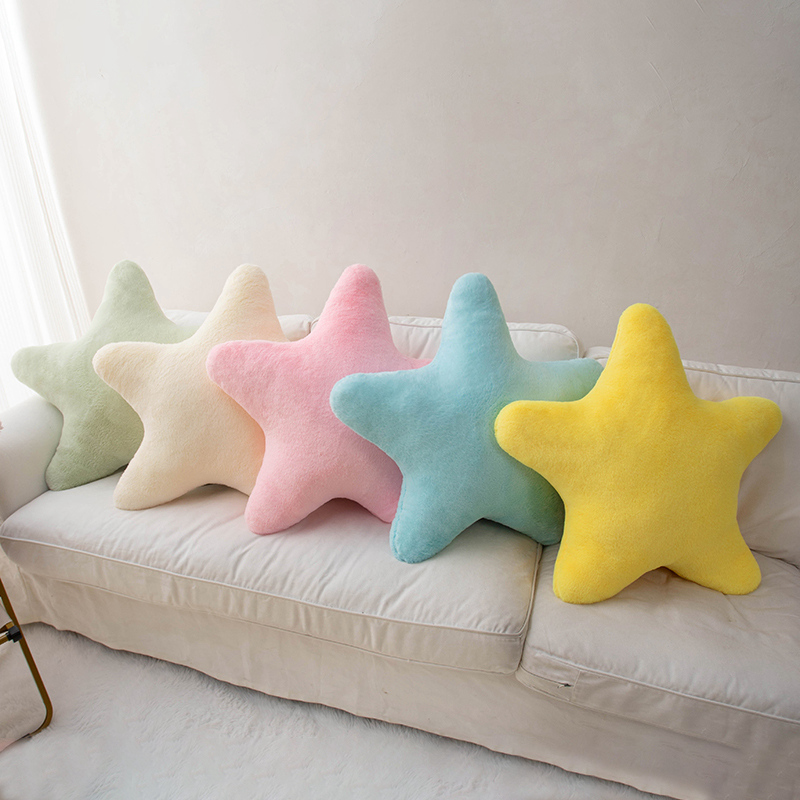 Almohada decorativa en forma de estrella para cama, almohada de felpa suave, cojín bonito de felpa para dormitorio de niños y sala de estar
