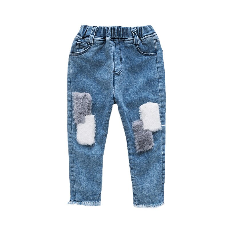 Pantalones vaqueros para niño y niña, pantalón de tela vaquera con retales de piel, ropa para niño de 2, 4, 5 y 6 años, para primavera y otoño