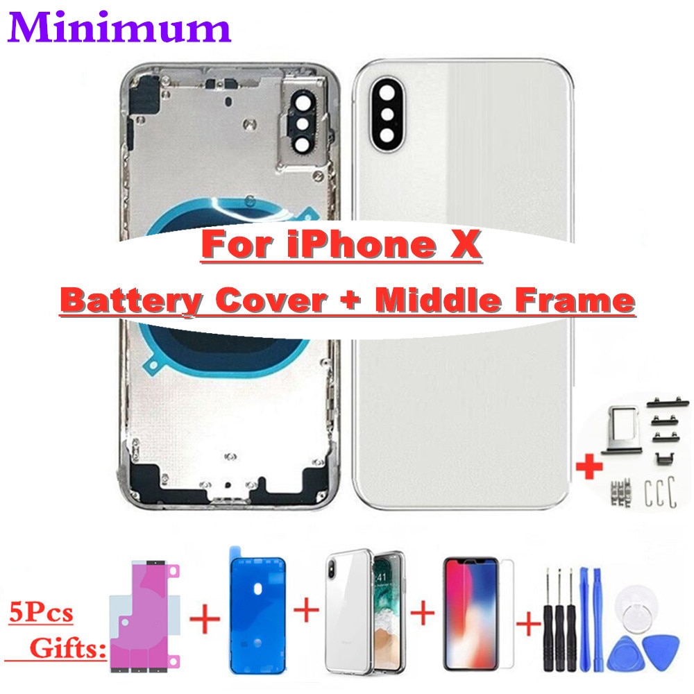 Neue Für iPhone X Xs Max XR Zurück Abdeckung + Nahen Chassis Rahmen + SIM Tray + Seite Schlüssel Teile volle Gehäuse Fall Tür Montage